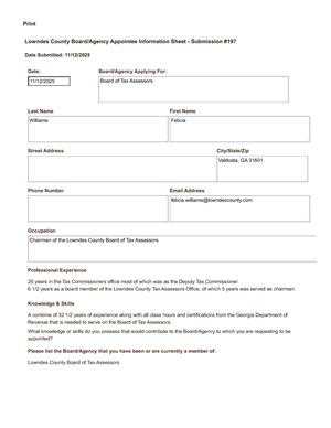 [Felicia Williams application]