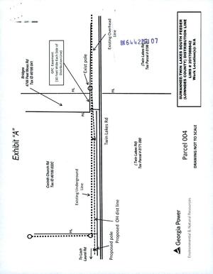 [Map: power line along Twin Lakes Road through Bridges property]