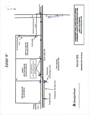 [Map: power line RoW along Twin Lakes Road through Lambert property]