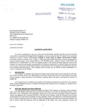 [EASEMENT AGREEMENT, power line, Virginia G. Tyson, Nancy G. Hobby, Charles F. Hobby]