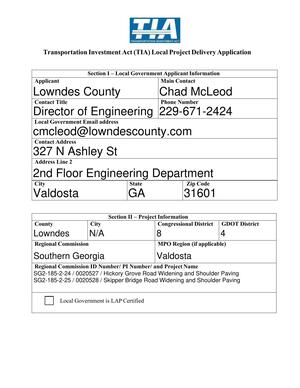 [Section I Local Government Applicant Information]