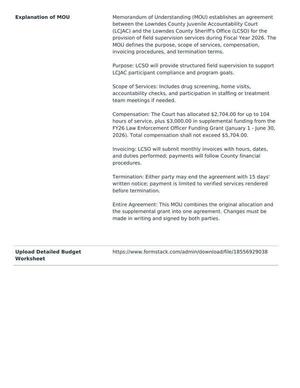 [Memorandum of Understanding (MOU) establishes an agreement]