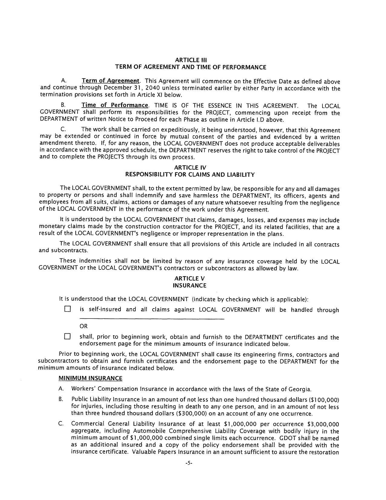 DEPARTMENT of written Notice to Proceed for each Phase as outline in Article I.D above.