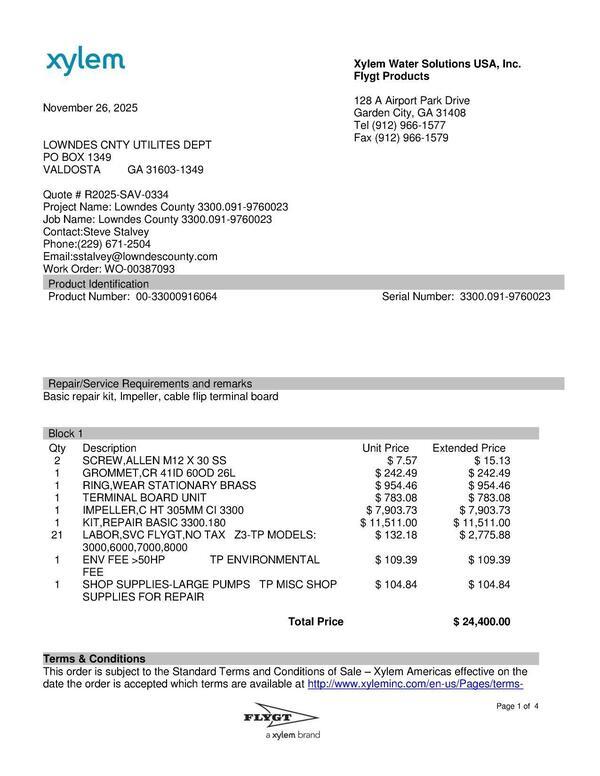 Xylem invoice