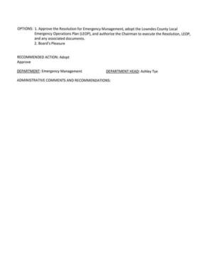 [DEPARTMENT: Emergency Management DEPARTMENT HEAD: Ashley Tye]
