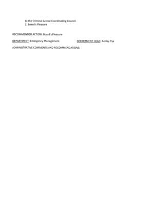[DEPARTMENT: Emergency Management DEPARTMENT HEAD: Ashley Tye]