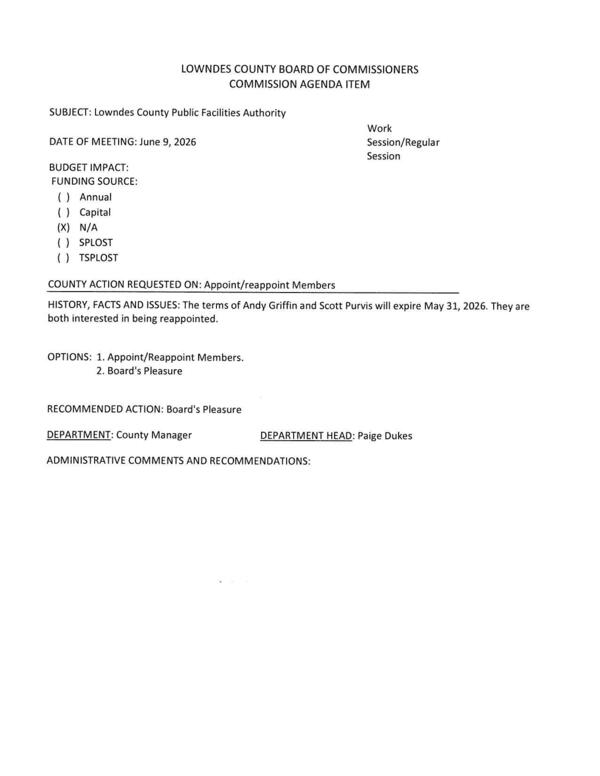[Andy Griffin and Scott Purvis want to be reappointed.]