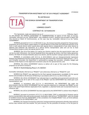 [TRANSPORTATION INVESTMENT ACT OF 2010 PROJECT AGREEMENT]