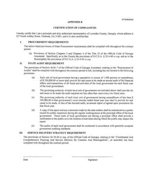 [APPENDIX B: CERTIFICATION OF COMPLIANCES]